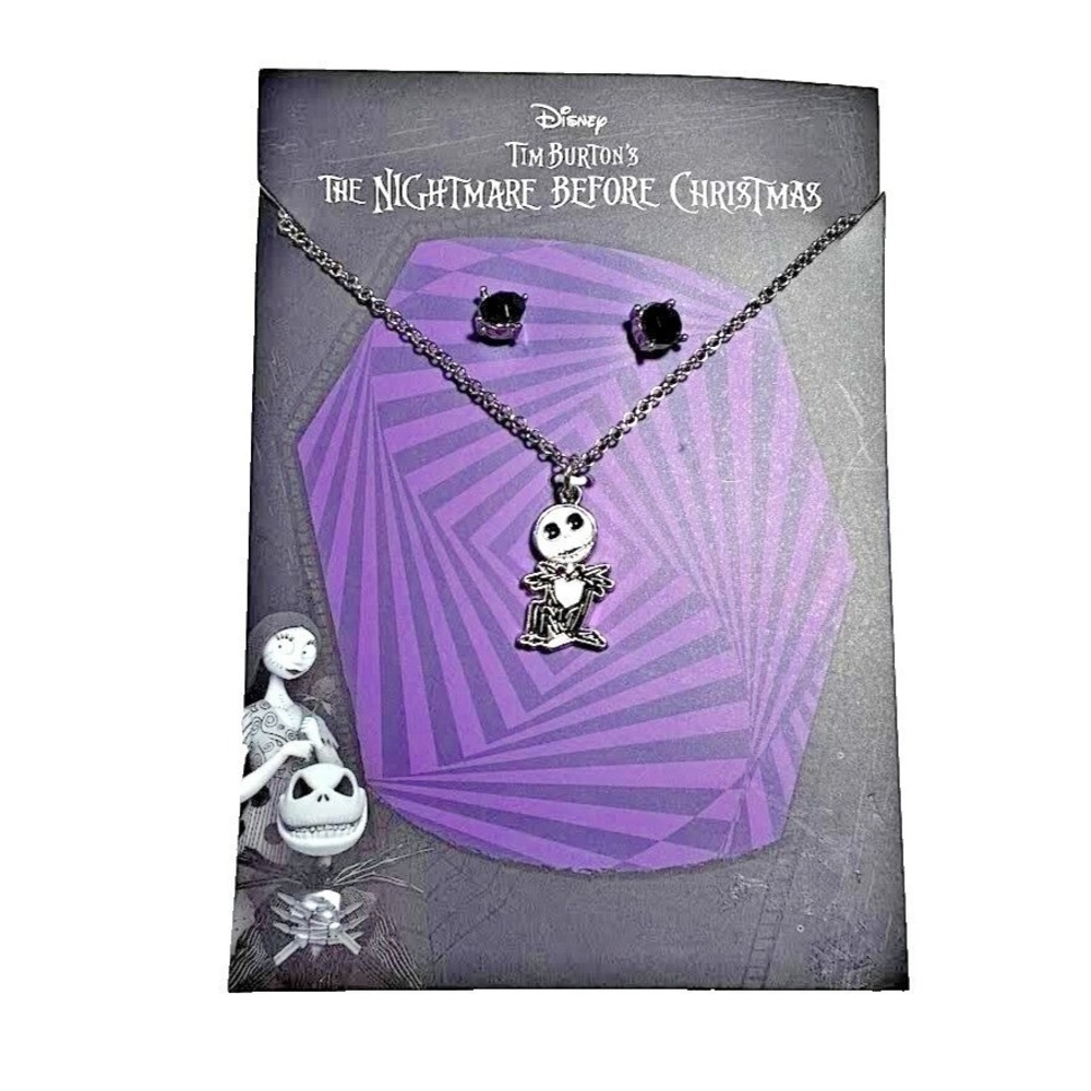 Disney Tim Burton's Nightmare Before Christmas Jack Skellington Necklace & Earri